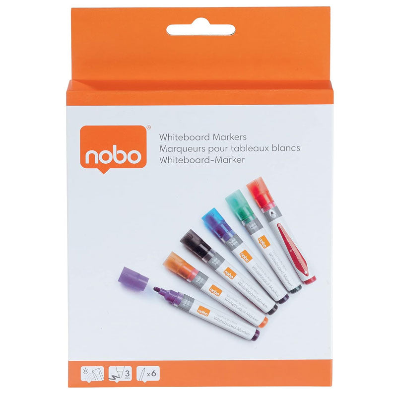 MARKER WHITEBOARD CU CERNEALA 3MM 6 BUC/SET NOBO MARKER WHITEBOARD CU CERNEALA 3MM 6 BUC/SET NOBO